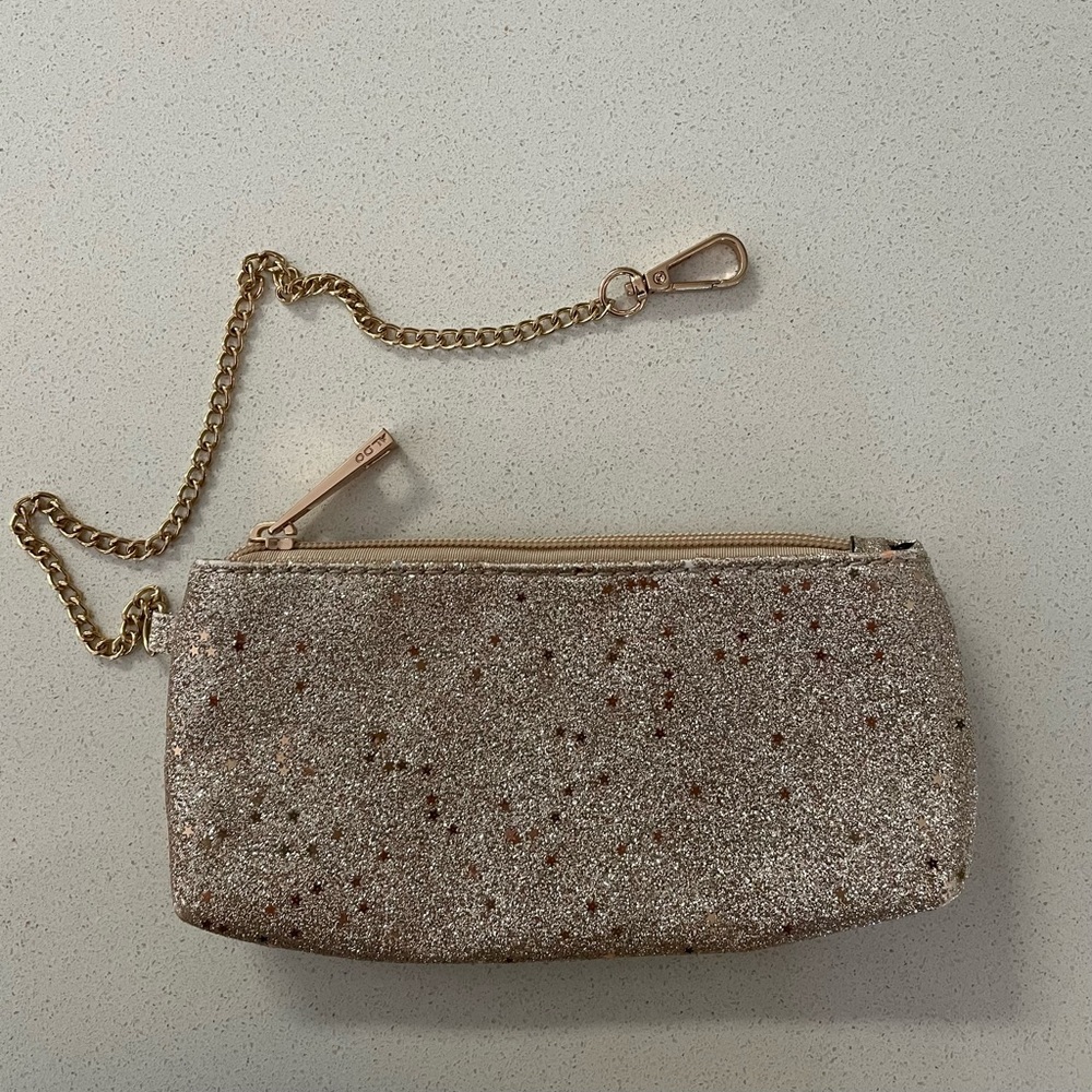 Aldo - Gold Glitter Cosmetic Bag. New without Tag